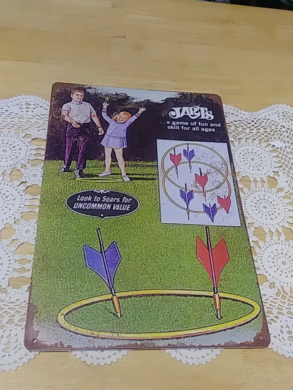 Advertising Reproduction, Jarts lawn game, wall art, thin metal sign, new item